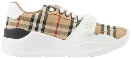 Burberry Wmns Check and Leather Sneakers