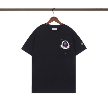 Moncler Graffiti Print Tee – 230g Hand-Painted Style | Tight Cotton